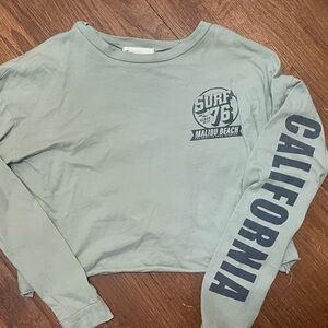 French Pastry Green Crop Top with California Sleeve Detail